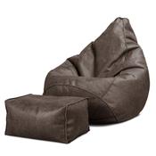 Highback Bean Bag Chair - Distressed Leather Natural Slate image