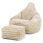 Highback Bean Bag Chair - Ultra Plush Cord Cream