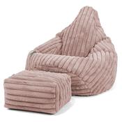 Highback Bean Bag Chair - Ultra Plush Cord Dusty Pink