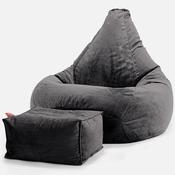Highback Bean Bag Chair - Velvet Graphite Grey