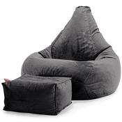 Highback Bean Bag Chair - Velvet Graphite Grey