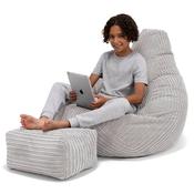 Children's Gaming Bean Bag Chair 6-14 yr - Cord Silver Grey