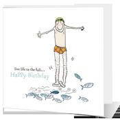 Happy Birthday Male Swimmer Birthday card image