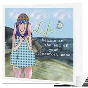 Life begins at the end of your Comfort Zone Sea swimmer card image