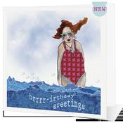 Swimmer Birthday Greetings Card | Fun Square Design image