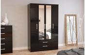 Solid Colour Lynx 4 Door 2 Drawer Robe with Mirror image