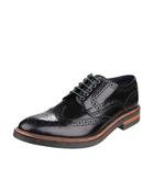 Base of London Black Hi Shine Leather Brogue - Black