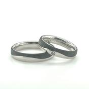 Black Carbon Twist White Gold Wedding Band image