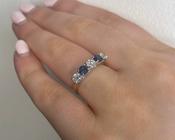 18ct Yellow Gold Round Sapphire and Diamond Five Stone Ring image
