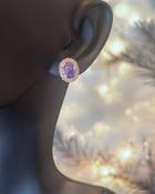 9ct White Gold Amethyst Swarovski Crystal Earrings image