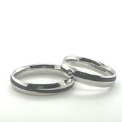 Black Carbon Diamond Thin Twist White Gold Wedding Band image