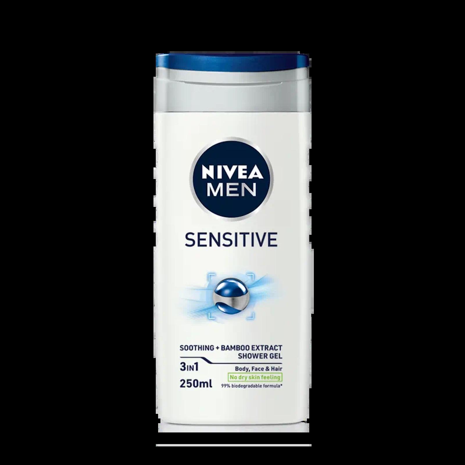Nivea Men Sensitive Shower Gel 250ml for Body, Face & Hair