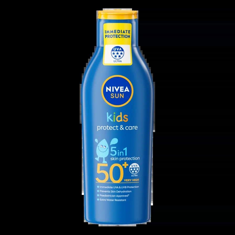 Nivea Kids Sun Lotion SPF50+ 200ml - Immediate UVA & UVB Protection, 5in1 skin protection, Very High, Extra Water Resistant