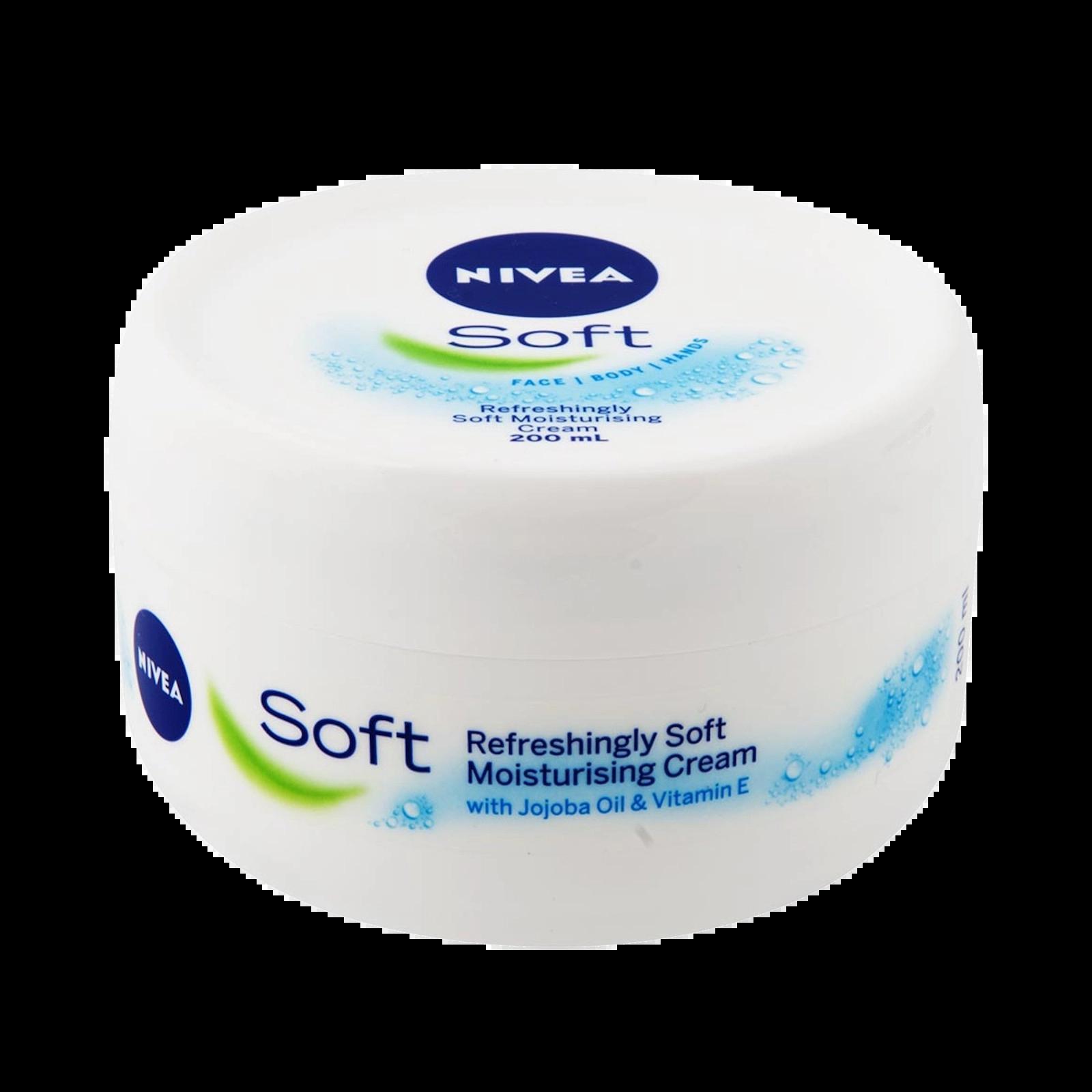 NIVEA Soft Moisturising Cream for Face, Body & Hands with Jojoba Oil & Vitamin E - Size 200ml