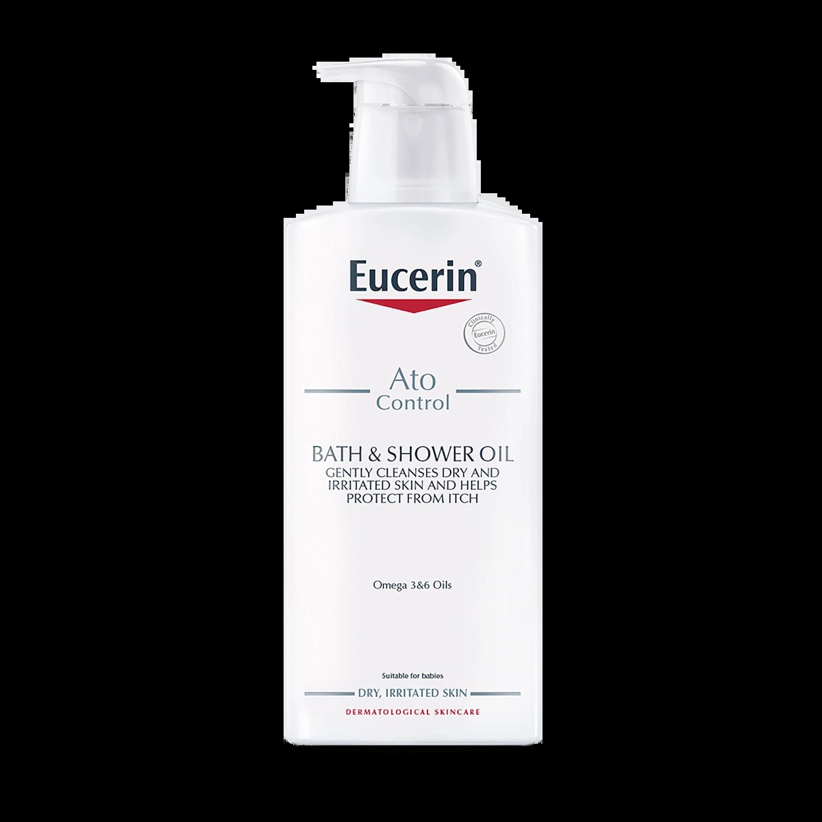 Eucerin Atocontrol Bath & Shower Oil 400ml for Dry, Irritated Skin. Gently Cleanses & Protects from Itch. Contains Omega 3&6 Oils. Suitable for Babies.