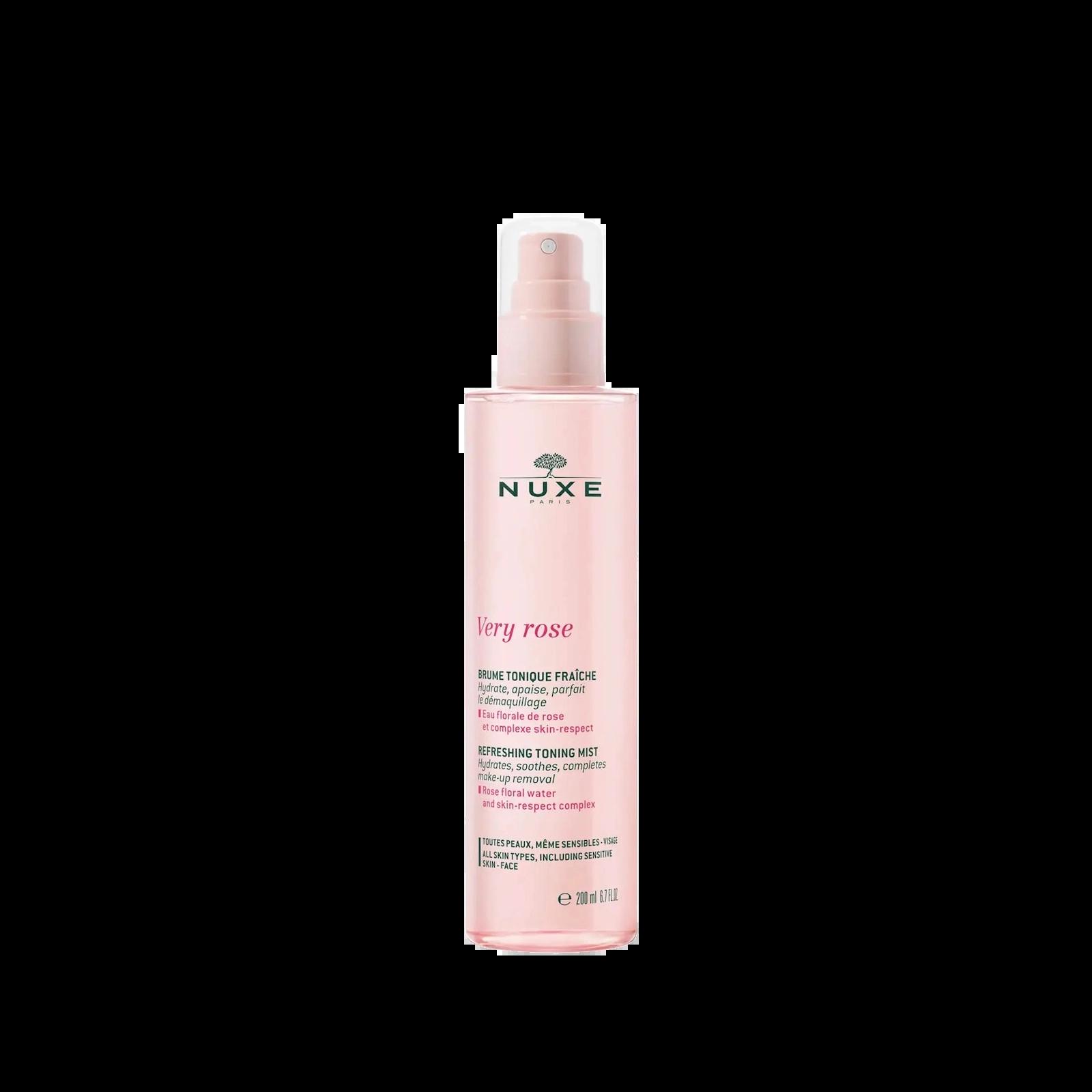 NUXE Very Rose Refreshing Toning Mist 200ml Hydrates, Soothes, Completes Make-Up Removal, Rose floral water, Skin-respect complex