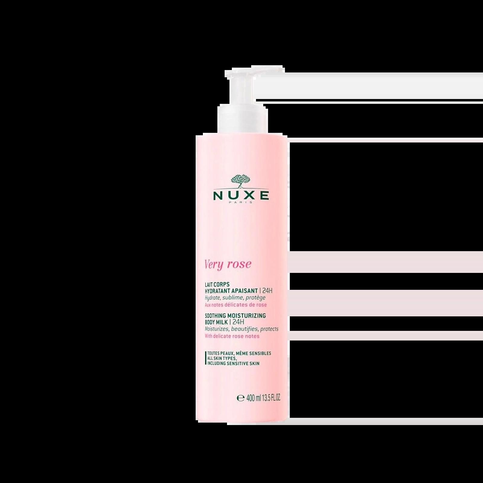 NUXE Very Rose Body Milk 400ml - Soothing, Moisturizing, Hydrating, Protects, Delicate Rose Notes, All Skin Types