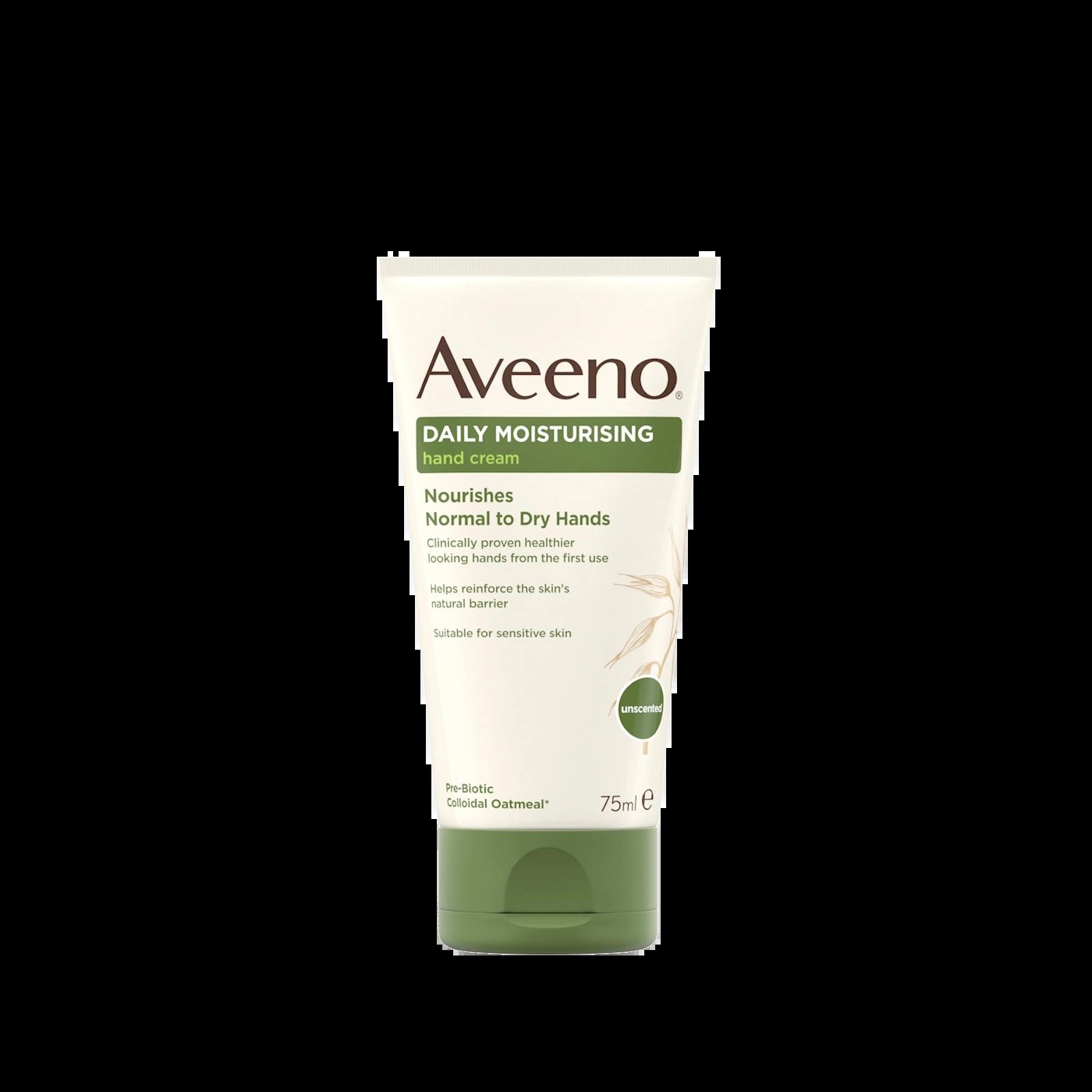 Aveeno Daily Moisturising Hand Cream, Nourishes Normal to Dry Hands, Unscented, Suitable for Sensitive Skin, Size 75ml