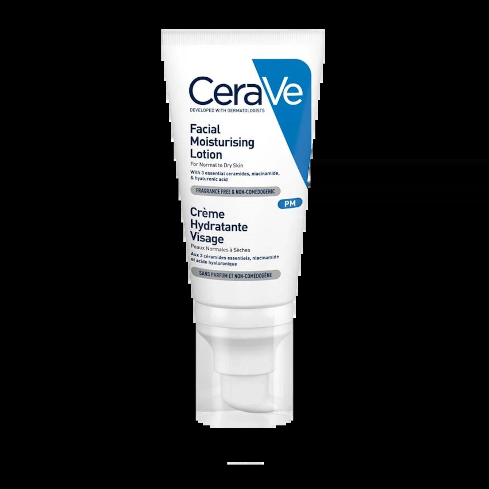 CeraVe Facial Moisturising Lotion for Normal to Dry Skin 52ml with Ceramides, Niacinamide, Hyaluronic Acid, Fragrance-Free, Non-Comedogenic