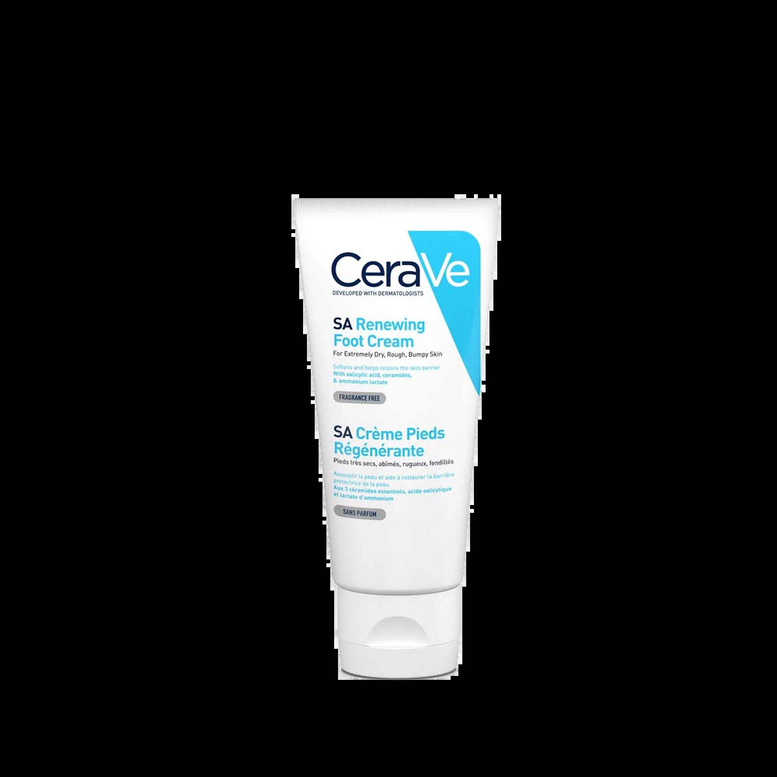 CeraVe SA Renewing Foot Cream 88ml - Exfoliates, Softens, Smooths, Fragrance Free, For Extremely Dry, Rough, Cracked Skin