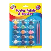 15 Poster Paints &amp; 4 Brushes image