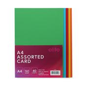 A4 Assorted Coloured Card 40Pk (Brights)