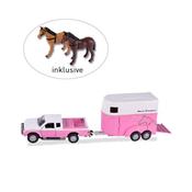 Mitsubishi Jeep &amp; Horse Box With Two Horses image