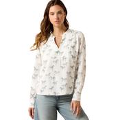 Ariat Ladies Thornbeck Long Sleeved Blouse Grey Horse Print image