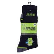 Apache 3 Pack Mens Burlington Breathable Anti Bacterial Work Socks-BLACK