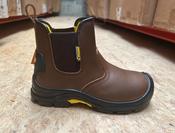Boss Kids Slip-On Safety Work Boots - Brown Leather
