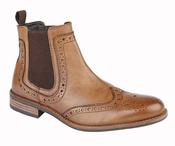 Roamers M143 Brogue Leather Slip on-TAN