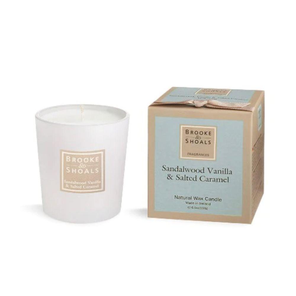 Brooke & Shoals Sandalwood Vanilla & Salted Caramel Natural Wax Candle 190g Made in Ireland