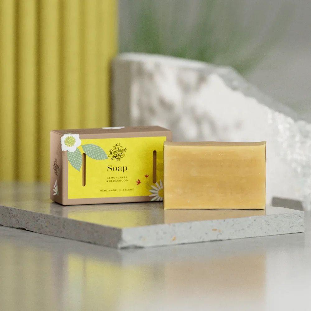 Glen Pharmacy Handmade Lemongrass & Cedarwood Soap 140g - All Skin Types, Cruelty Free, Vegan, FSC Certified, Made in Ireland