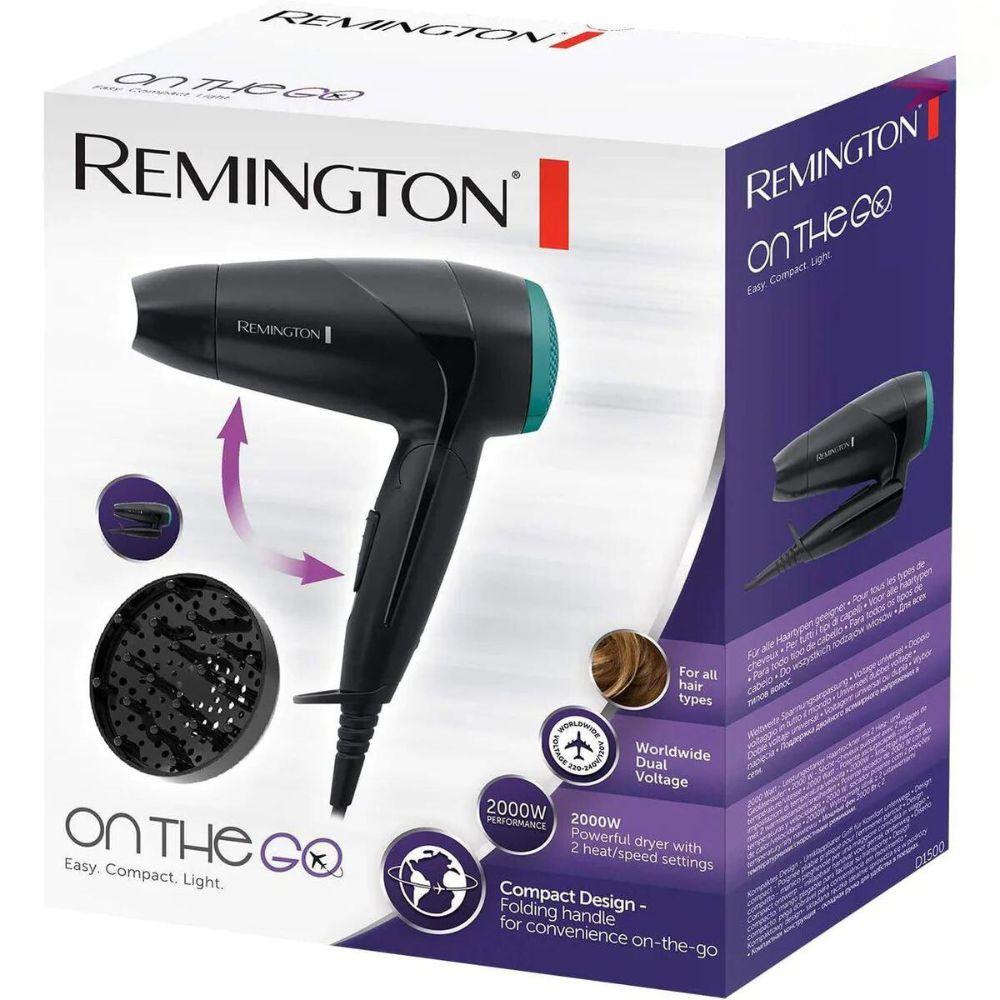 Remington Travel Hairdryer 2000W with Diffuser, Folding Handle, Black