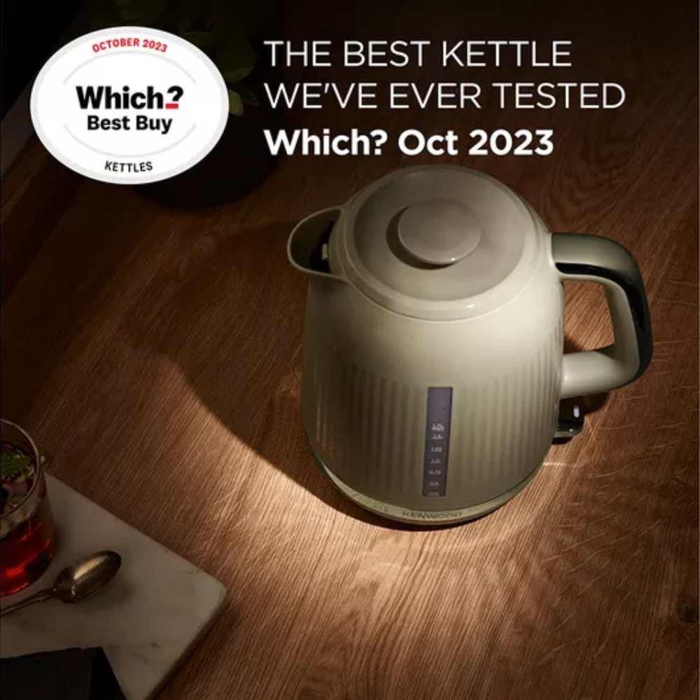 Kenwood Dusk Kettle Olive Green 1.7L 3000W | Water Level Indicator, Handle, Base, Spout, Lid, Striped Design