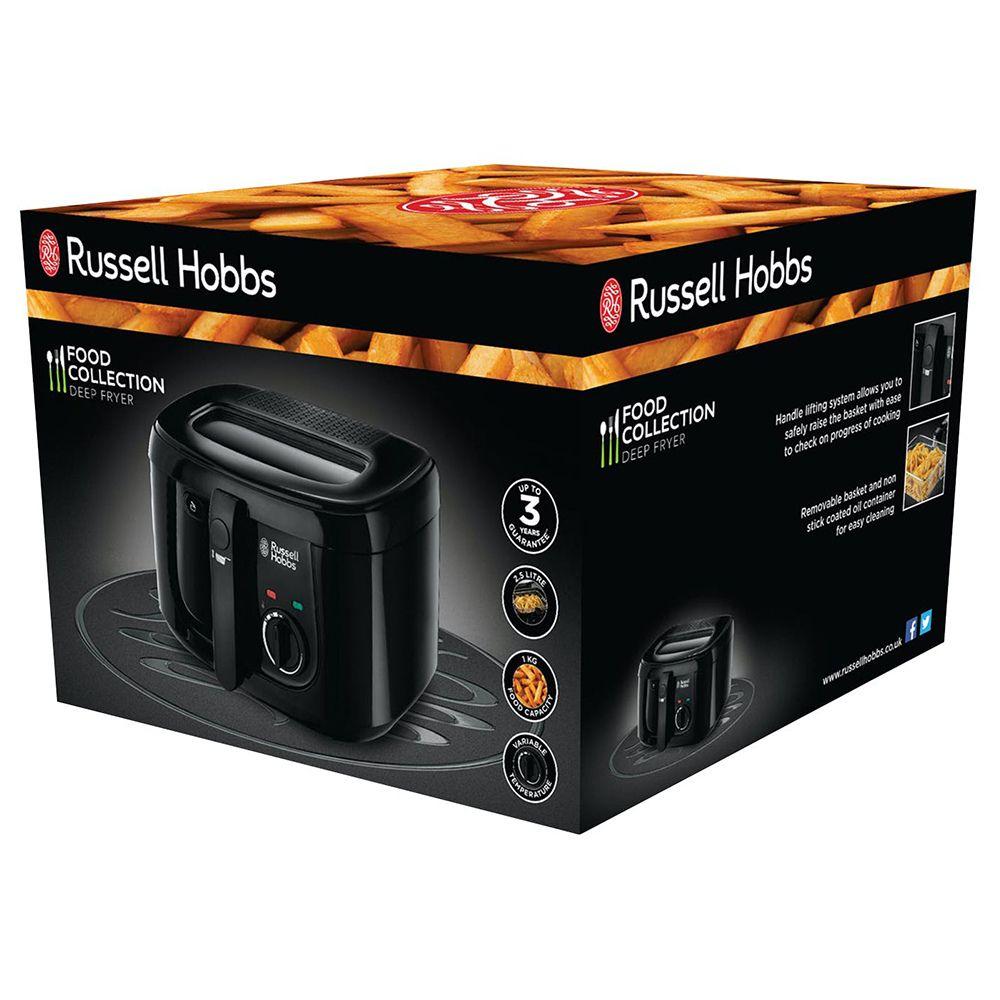 Russell Hobbs 2.5L Maxi Deep Fryer Black with 1kg Food Capacity, Variable Temperature, Non-slip Feet, Cool Touch Walls, Observation Window, Carbon Filter