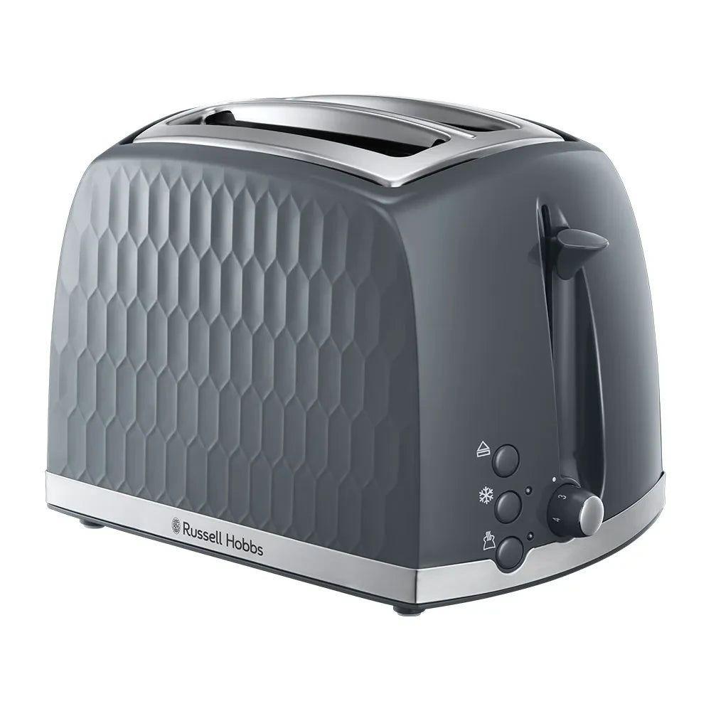 Russell Hobbs Honeycomb 2 Slice Toaster Grey with Stainless Steel Accents