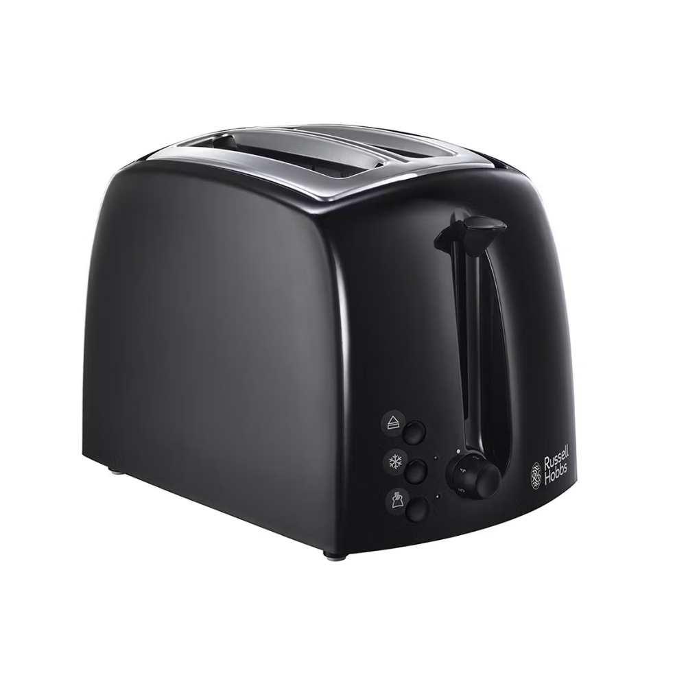 Russell Hobbs 2-Slice Black Toaster | Wide slots, Frozen, cancel and reheat functions, Removable crumb tray, Variable browning function