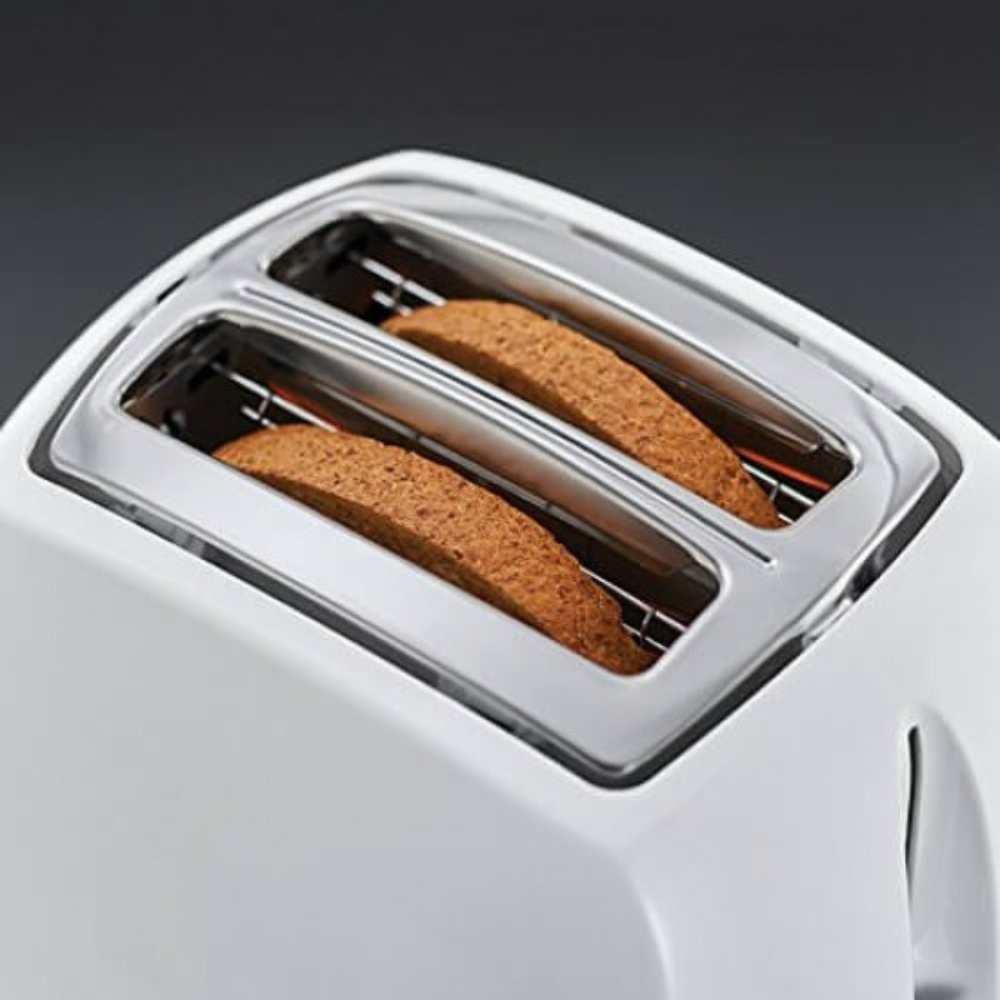 Russell Hobbs Textures White 2 Slice Toaster with Extra Wide Slots, Variable Browning, Frozen Bread, Cancel & Reheat Functions, Removable Crumb Tray, High Gloss Matte Finish