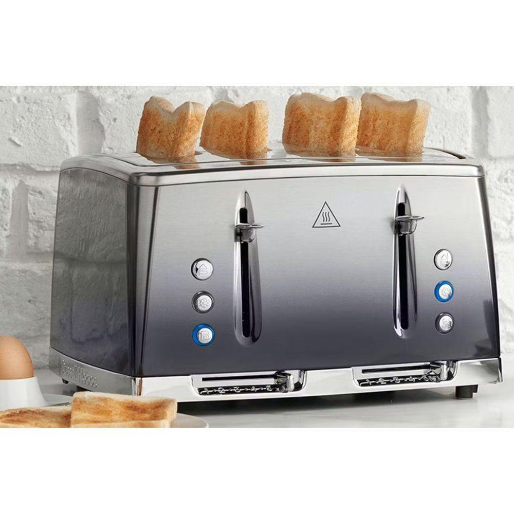 Russell Hobbs Eclipse 4 Slice Toaster Midnight Blue Stainless Steel with Lift and Look, Extra Wide Slots