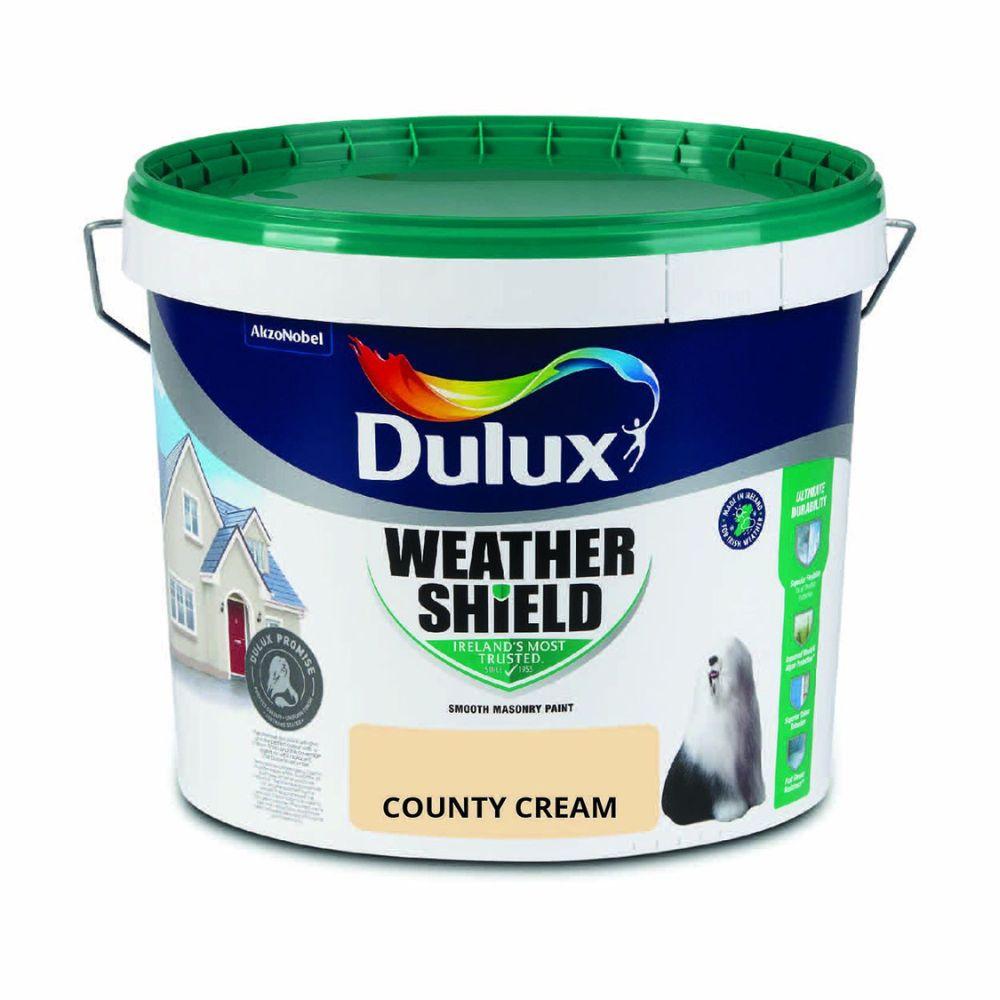 Dulux Weathershield Masonry Paint County Cream 10L - Smooth Finish, Ultimate Durability