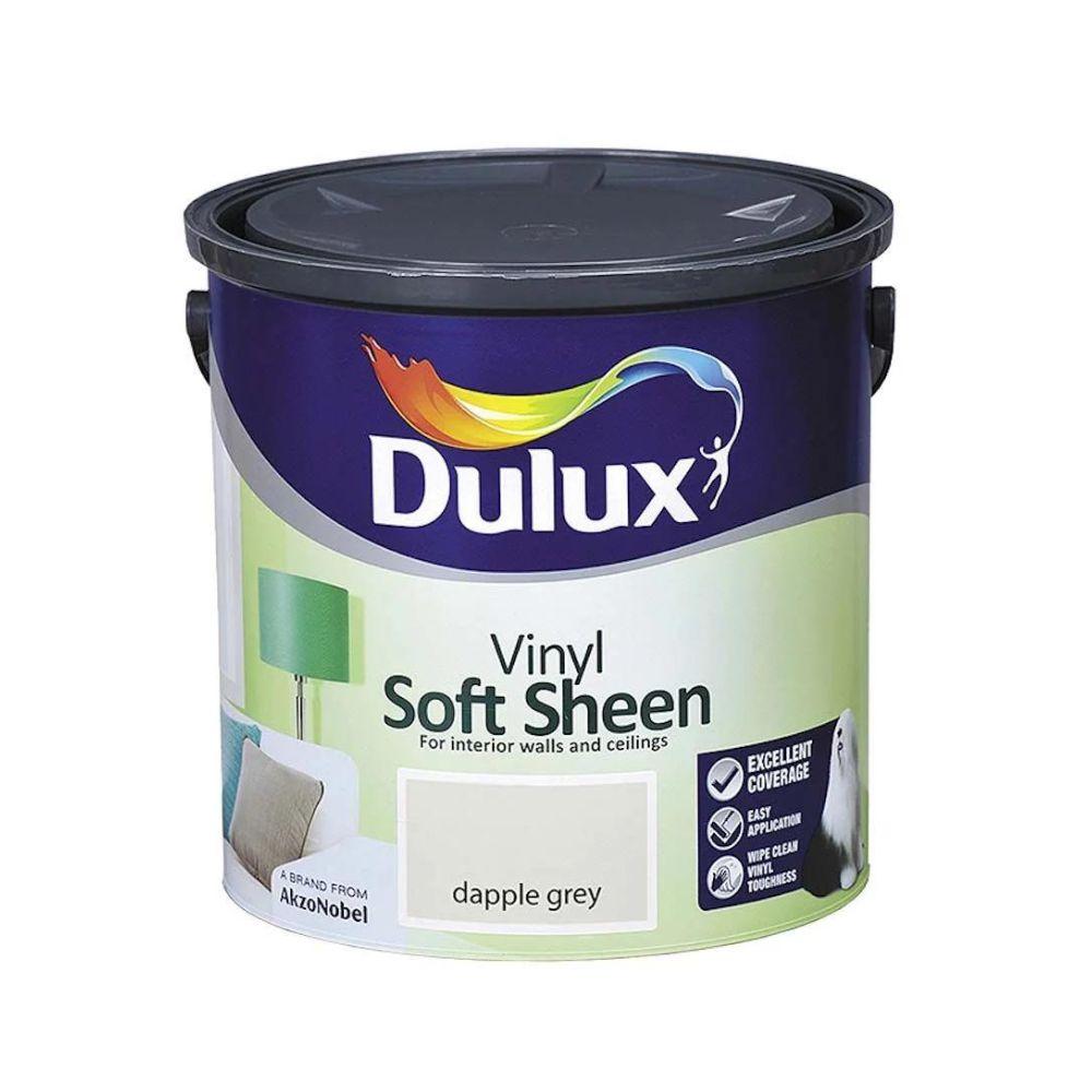 Dulux Soft Sheen Dapple Grey Paint - Size 2.5 Litre - Vinyl, Excellent Coverage, Easy Application, Wipe Clean