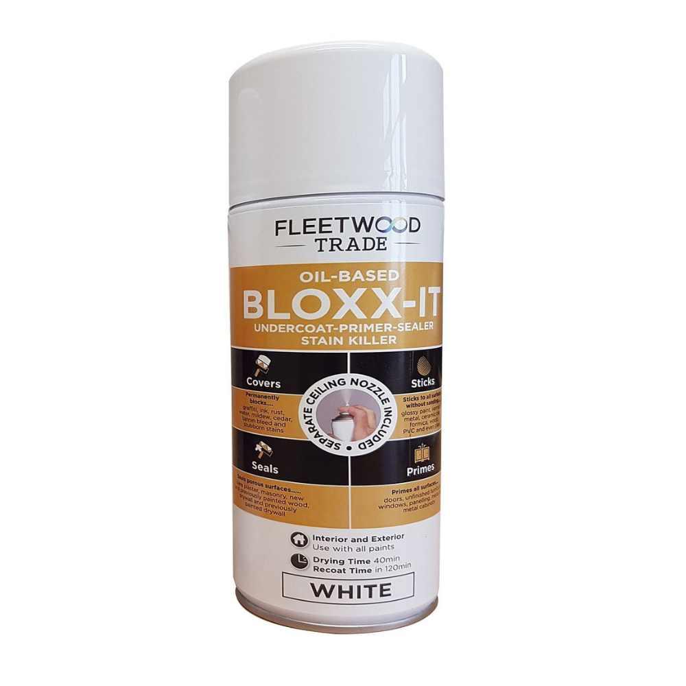 Fleetwood Bloxx-It Oil-Based Primer 400ml Aerosol White Stain Killer