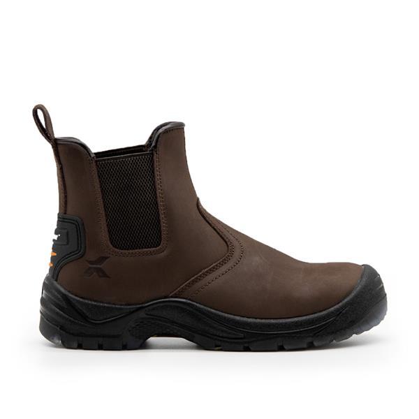 Xpert Defiant Brown Safety Dealer Boot - Steel Toecap, Waxy Leather, Comfort-X Insole, PU/TPU Outsole, Size 41