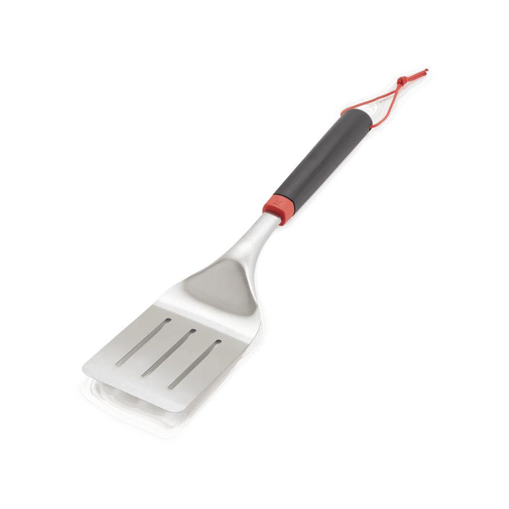 Weber Grill Spatula Stainless Steel Long Handle Comfortable Grip Slotted Head Red Hanging Loop Dishwasher Safe