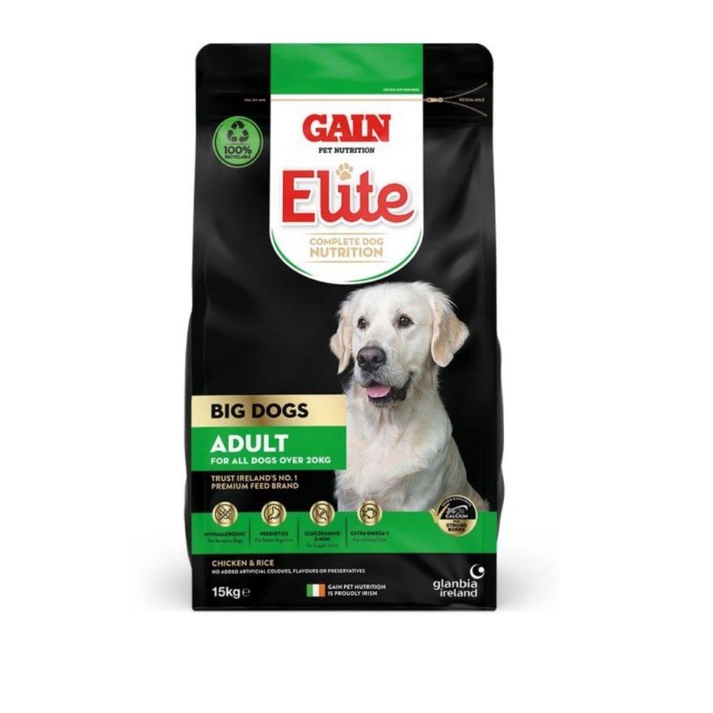 Gain Big Dog Adult Dry Food 3kg - Chicken & Turkey - No Added Wheat, Prebiotics, Glucosamine & MSM, Milk Calcium, Extra Omega-3, For Dogs Over 20kg