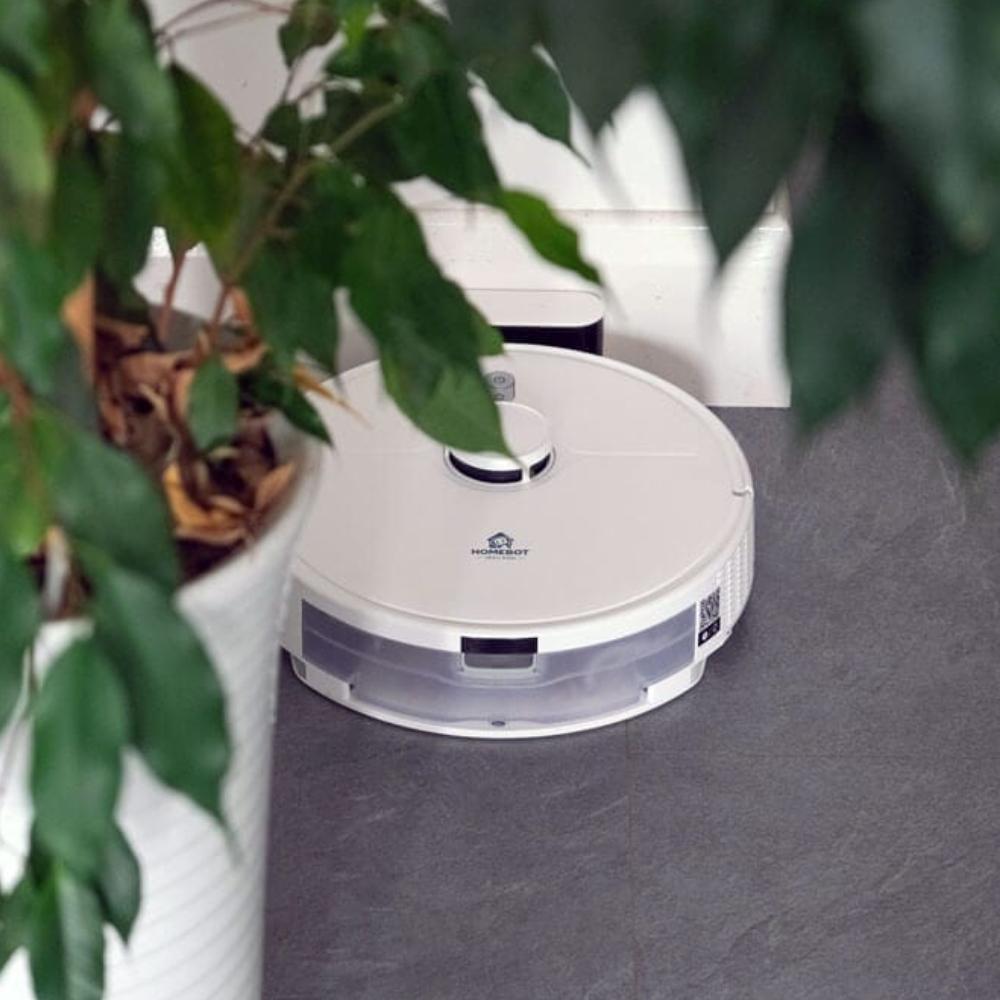 HomeBot Spritz Robot Vacuum & Mop - White, 4000Pa Suction, 100 Min Runtime, LDS SLAM Navigation, App/Voice Control, Auto Carpet Boost, Washable Filter, Climbs Door Saddles