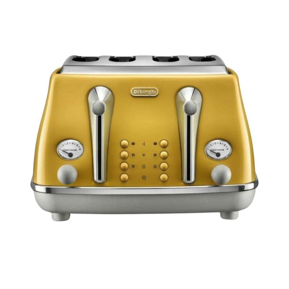 DeLonghi Icona Capitals 4 Slice Toaster Yellow 1800W Toast Colour Buttons