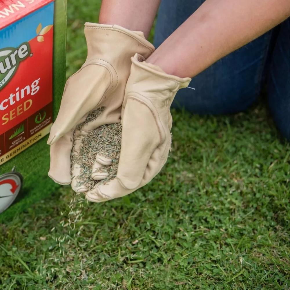 Gro-Sure Fast Acting Lawn Seed 390g 13m² Coverage Low Temperature Germination Bird Deterrent Multi-seed Applicator