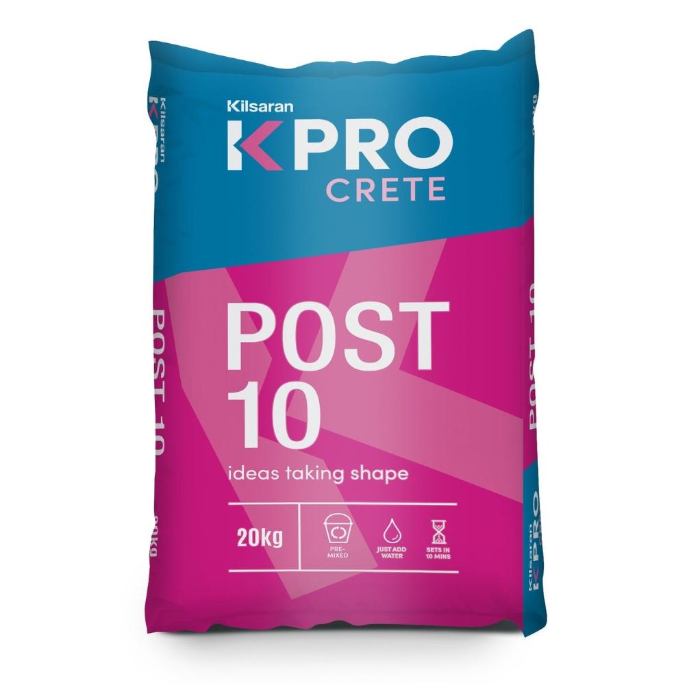 Kilsaran Post 10 Concrete Mix 20kg - Rapid Setting, Sets in 10 Minutes, For Fixing All Types of Posts